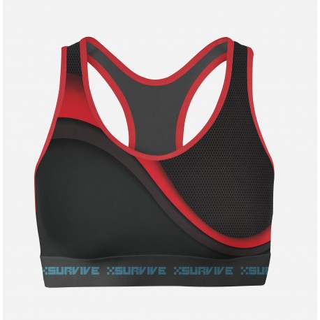 XSURVIVE Black & Red Sports bra for yoga and fitness outfit